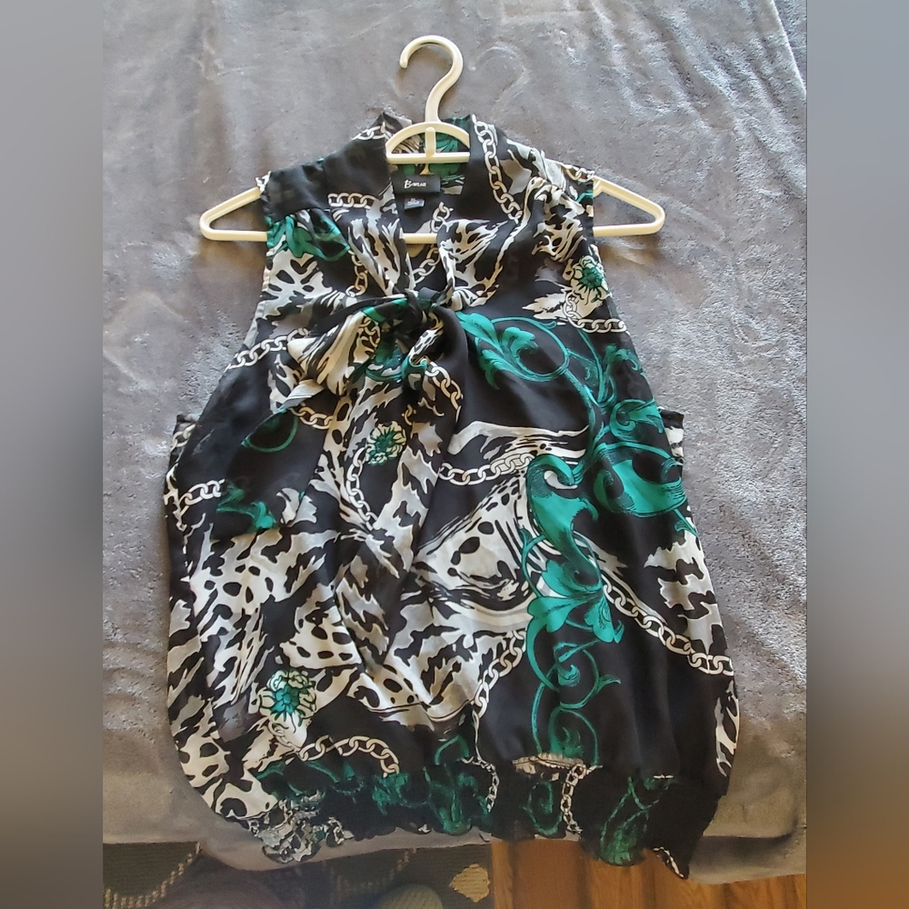 B wear sheer blouse with black tank insert